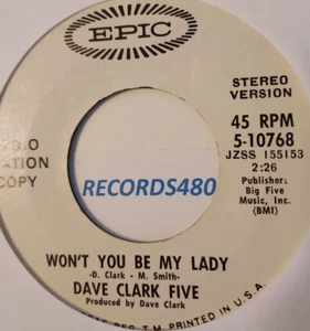 White Label PROMO 45 Dave Clark Five "Won't You be my Lady" EPIC 5-10768 - Imagen 1 de 2