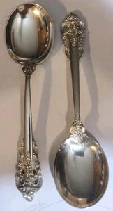 Wallace Grande Baroque (2-Sterling Silver Soup Spoons 89 Grams 6 1/8" W-Monogram - Picture 1 of 7