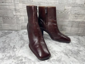 Adolfo Dominguez Boots Women 6.5M Shoes Brown Leather Block Heel Ankle Bootie - Picture 1 of 20