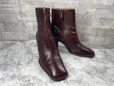 Adolfo Dominguez Botas Mujer 6.5M Zapatos Marrón Cuero Tacón Bloque Botín al Tobillo Foto 1 de 4