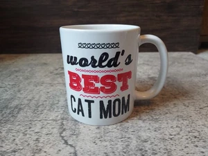Weltbeste Katzenmama Keramik Kaffeebecher Geschenk für Katzenliebhaberin Frau weiß und rot - Bild 1 von 4