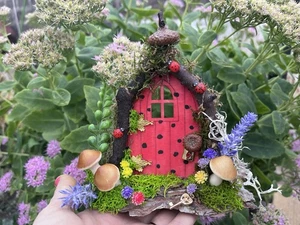 Red fairy door, miniature garden, wooden fairy door, Miniature Door - Picture 1 of 5