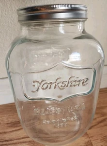 Yorkshire Glassware 1898 Clear Glass Container Lid Mason Jar 4 Quart - Picture 1 of 3