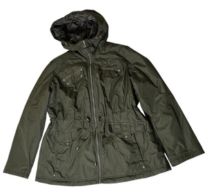 Weather Tamer Anorak Jacket Women Sz Large Green Hooded Full Zipper Pockets - Picture 1 of 10