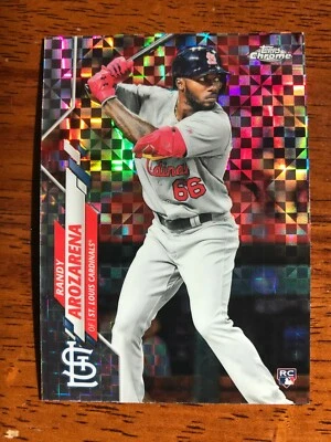 2020 Topps Chrome Randy Arozarena STL Cardinals Rookie Xfractor Refractor #49 - Image 1 of 2