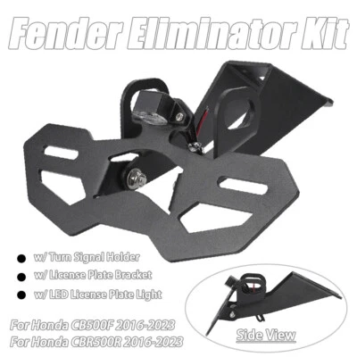 Eliminador de guardabarros para 16+ Honda CBR500R CB500F con soporte de placa de licencia/luz LED Foto 1 de 4