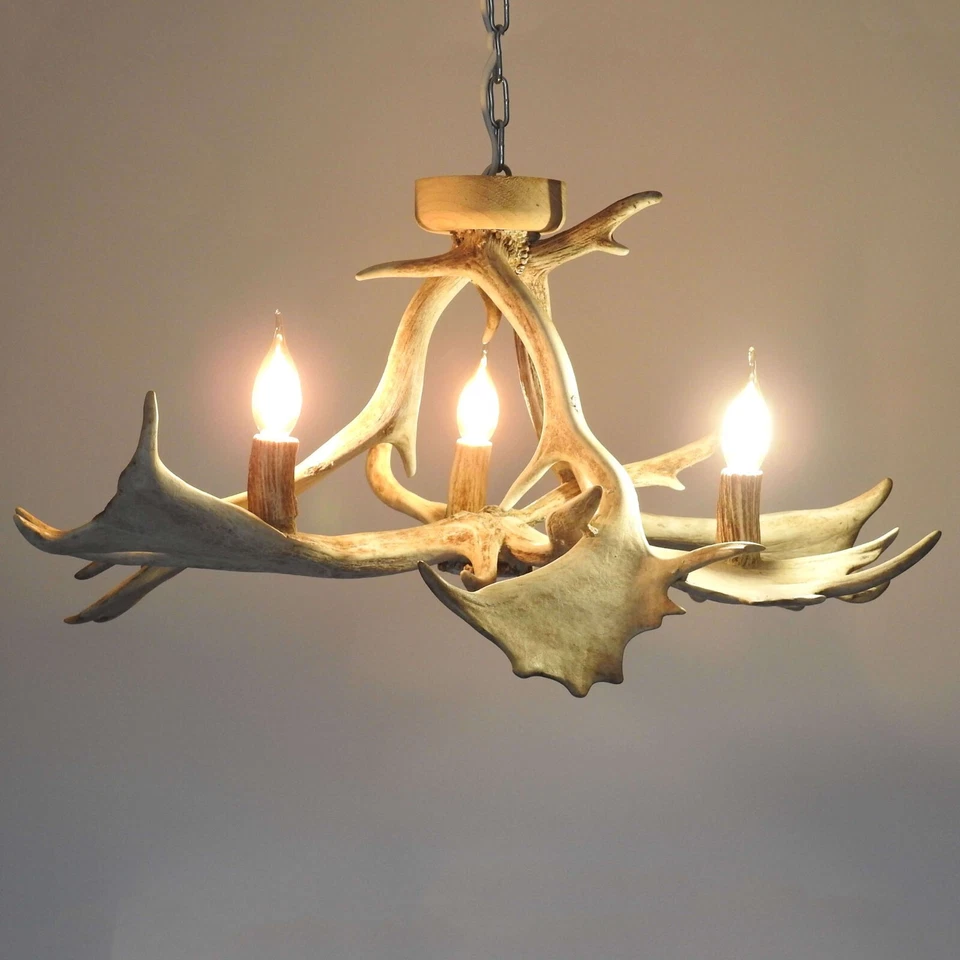 White Antler Chandelier for Low Ceiling Room - Image 1 of 4