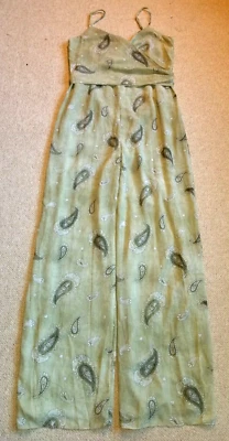 NUEVO CON ETIQUETAS $155 Mono para mujer-MICHAEL KORS-verde paisley Babydoll Fairy sedoso-M Foto 1 de 4