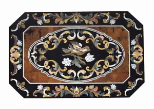 Top In Marmo 36" X 24" Pietra Dura Marqueteria Intarsio Artigianale - Foto 1 di 1