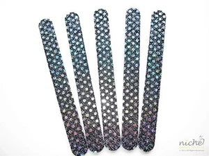 TOP QUALITY "GLAM" BLACK GLITTER CUSHIONED EMERY BOARDS - 5 PACK - SALE!! - Picture 1 of 3