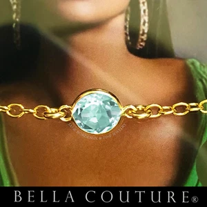$595 BELLA AAA+ AQUAMARINE 18K GOLD VICTORIAN NECKLACE VTG PENDANT CHARM 14K - Picture 1 of 24