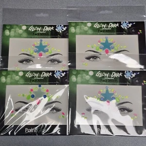 PaintGlow All In One Glow In The Dark UV Reactive Face Jewels Gems Lot Of 4 Sets - Picture 1 of 3