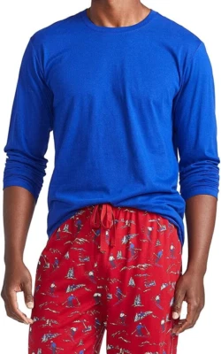 NWT Polo Ralph Lauren Red/Royal DOWNHILL SKIING Cotton Pajama/Lounge Set L PONY - Image 1 of 4
