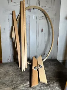 Vintage Boye Oval Quilting Quilt Hoop 18"x27 Wood Frame Stand Extra Hoop 12x20 - Picture 1 of 9
