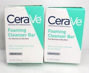 CERAVE FOAMING CLEANSER BAR FOR NORMAL TO OILY SKIN 4.5 OZ LOT OF 2 - Picture 1 of 4