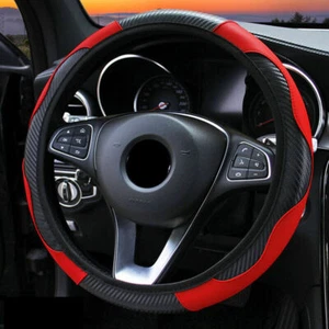Red Car Microfiber Leather Steering Wheel Cover Anti-slip 15''/38cm Universal - Bild 1 von 13