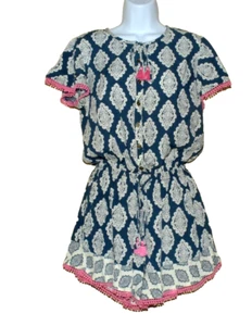 Matilda Jane Brilliant Daydream ON THE FRINGE ROMPER Navy Pink Women's Sz S NWOT - Picture 1 of 7