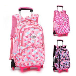 Mädchen Trolley Schulranzen Rucksack Schulrucksack Trolley Schultrolley 6 Räder - Bild 1 von 19