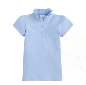 LITTLE ENGLISH Ruffle Knit Polo - Blue - NWT Girls 7 - Picture 1 of 2