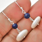 Fresh Water Pearl & Lapis Lazuli 925 Sterling Silver Earrings Jewelry E-1009