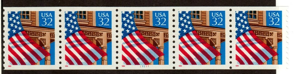 Scott 2913 Flag over Porch Red 1995 Shinny gum P#22222 Coil  MNH Free shipping! - Image 1 of 1