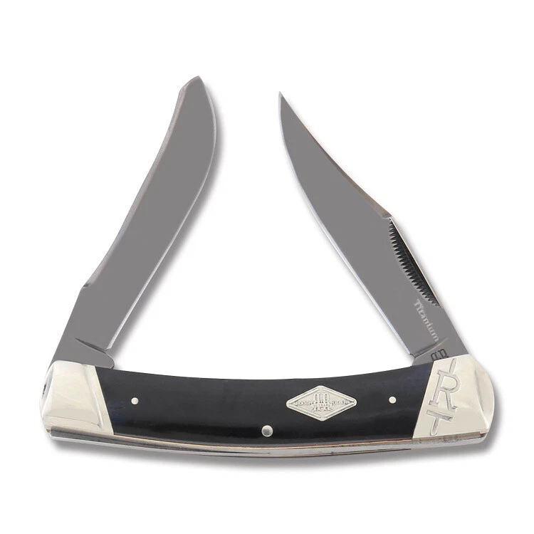 Titanium Series Moose Black Smooth Bone Handle 2 Blade 440A Stainless RR1775 - Image 1 of 2
