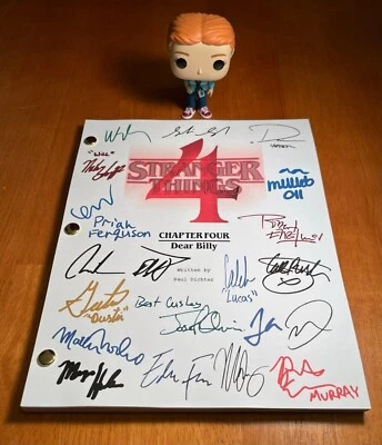 Stranger Things 4 guiones firmados por elenco - Querido Billy - reimpresiones de autógrafos Foto 1 de 4
