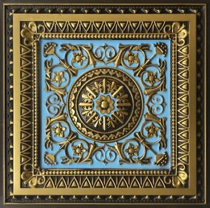 DIY PVC DECKENPLATTEN ZINN OPTIK TROPFEN IN 2x2 Antik Messing Himmelblau D223 Posten/50 - Bild 1 von 2