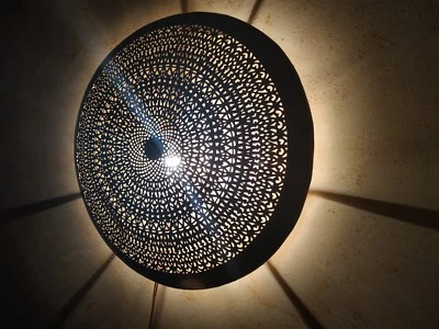 Lámpara de Pared Dorada Latón Marroquí Antigua Aplique Cobre Estilo Grabado Apliques Foto 1 de 4