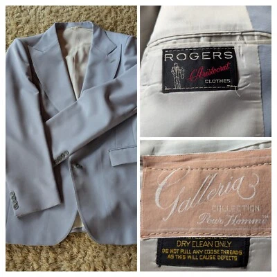 Chaqueta Blazer Vintage Años 60 70 Polvo Azul Pico Solapa Tux 40 Disco Mod Aristocrat Foto 1 de 4