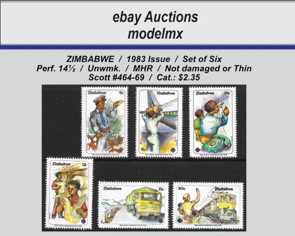 Zimbabwe - 1983, Sc#464-69, Juego de seis, MHR - Cat. $2,35 Foto 1 de 1