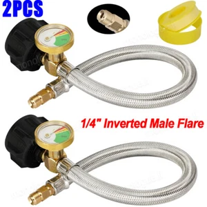 15 Inch RV Propane Pigtail Hose Braided Gas Line with 1/4" Inverted Male Flare - Picture 1 of 8