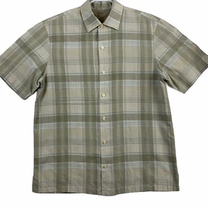 Tommy Bahama 100% Silk Shirt Mens Size M Short Sleeve Button Front Plaid - Picture 1 of 12