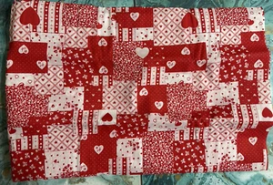 Valentine Valentine's Day Patchwork Heart Print Fabric VTG Cotton 1.5 Yds - Picture 1 of 6
