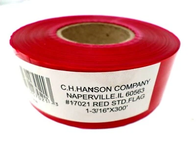 C.H. Hanson 300 ft. x 1 3/16 in. Flagging Construction Surveyors Tape Red - Image 1 of 3