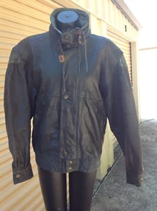 M. Julian Distressed Black Leather Jacket size 40 with green accents - Picture 1 of 10