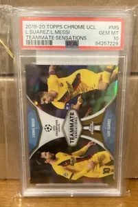2019-20 Topps Chrome UCL Messi Suarez PSA 10 Sensazioni di compagno di squadra ORO /50 Barca - Foto 1 di 1