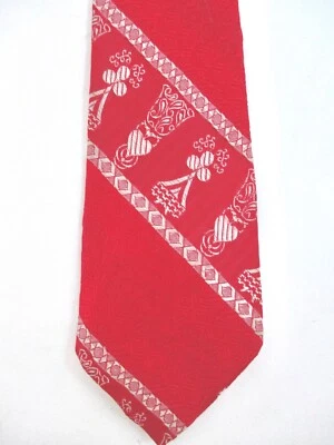 Vtg 50s 60s Red Brocade Playing Card Suits Poker Hearts Diamonds Spades Clubs - Image 1 of 4