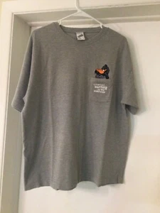 Daffy Duck Channel Surfing Is My Exercise Shirt-Gray-Pocket Embroidered - Picture 1 of 4