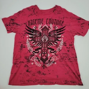 Xtreme Couture T Shirt Mens XL Red Winged Cross Goth AOP Y2K - Picture 1 of 7