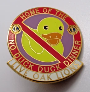 Lions Club Pin Live Oak CA No Duck Duck Dinner Rubber Duck Purple Lapel Badge - Picture 1 of 7