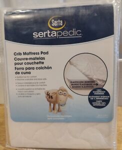 SERTA Sertapedic Fitted Crib Mattress Pad - Quilted, Waterproof Underside 52x28