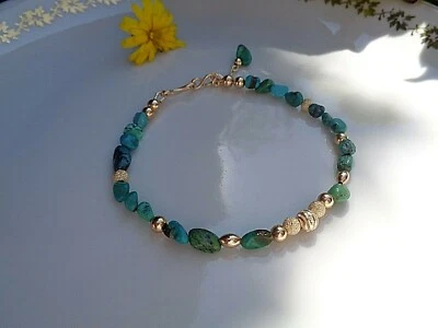 Türkis Armband, Gold Filled, edles Design - Bild 1 von 4