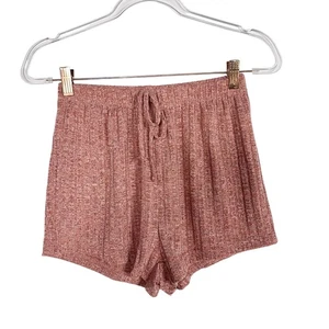 Boutique Small S gerippte Lounge Shorts meliert rosa rot Kordelzug Taille kuschelig - Bild 1 von 6