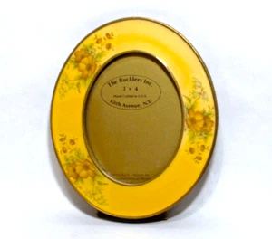 Bucklers Oval Photo Picture Frame Gold Metal 4X3 Enamel Floral - Picture 1 of 5