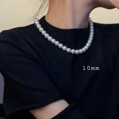 17"L 2mm 3mm 4mm 6mm perfect round south sea shell small pearl Choker necklace - Image 1 of 4