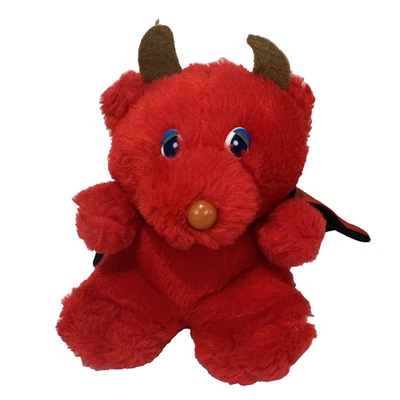 Vintage Devil Teddy Bear Plush Stuffed Animal Toy Red Valentine's Day Mini 5" - Image 1 of 4
