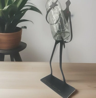 Escultura portabotellas de vino "Pierre" de acero firmada y fechada por Claudine Buell 2000 Foto 1 de 4