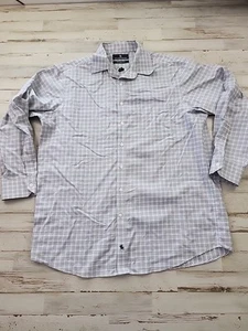 Hart Schaffner Marx Shirt 16 1/2 33 Blue Check Button Up Pima Cotton - Picture 1 of 9