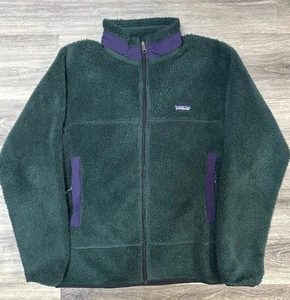 VTG Patagonia Retro X Deep Pile Fleece Full Zip Jacket Forest Green Men's Large - Picture 1 of 9